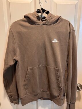 Nike Taupe/Brown Men's Pullover Hoodie with Small White Logo